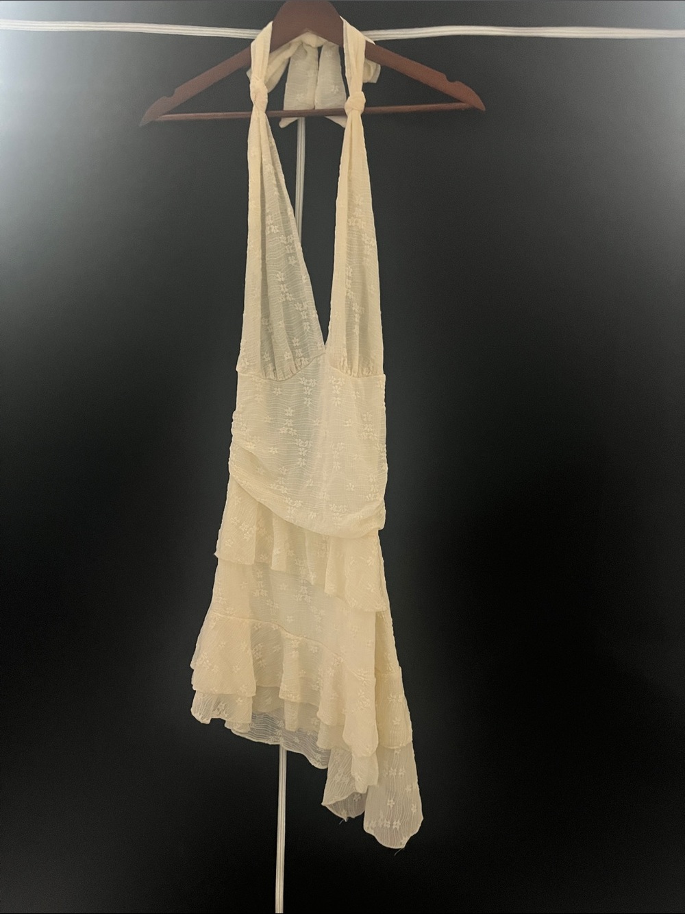 SHEIN Ivory Halter Asymmetrical Ruffle Dress